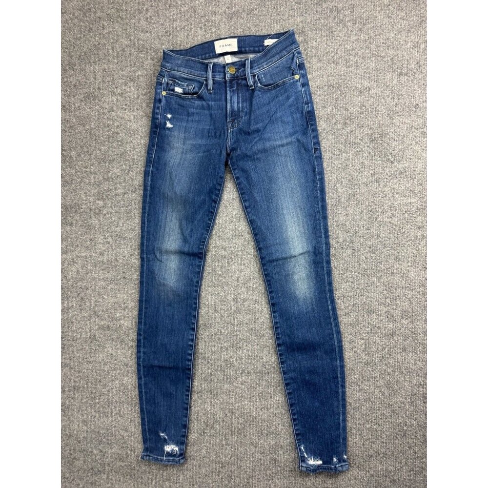 Frame Le Skinny De Jeanne Jeans Women's 24 Blue Denim Edgewater Chew Stretch
